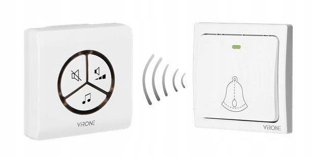 Dzwonek bezprzewodowy VIRONE DB-3 bezbateryjny przycisk,learning system,80m