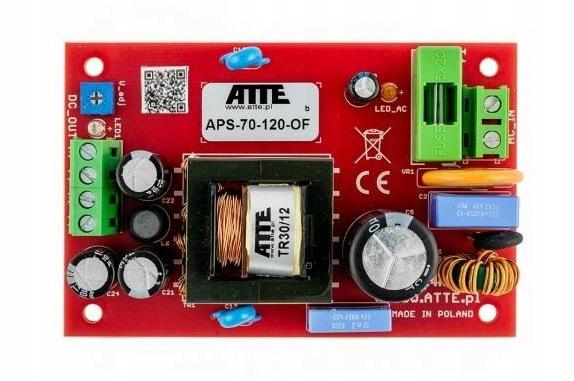 Zasilacz sieciowy SMPS 12V 6A 72W ATTE APS-70-120-OF