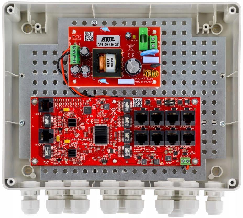 SWITCH ZEWNĘTRZNY 8-PORTOWY POE DO 8 KAMER IP ATTE IP-8-20-L2