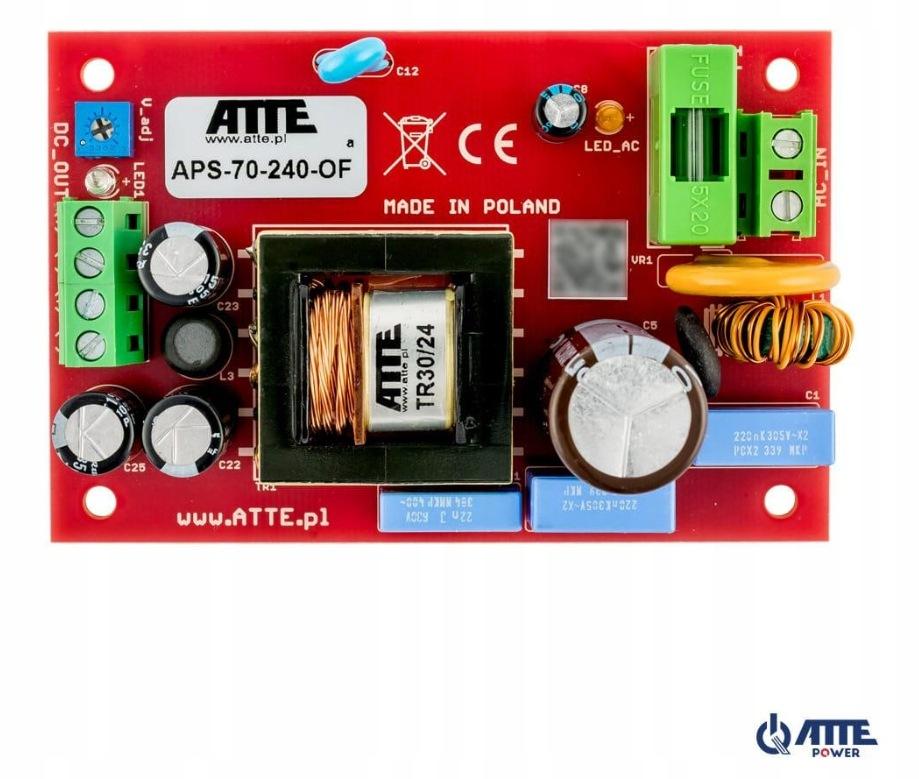 Zasilacz sieciowy SMPS 24V 3A 72W ATTE APS-70-240-OF