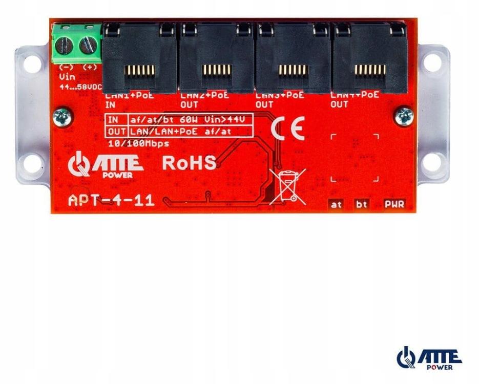 ATTE APT-4-11 Switch PoE 4 portowy 10/100Mbps, extender