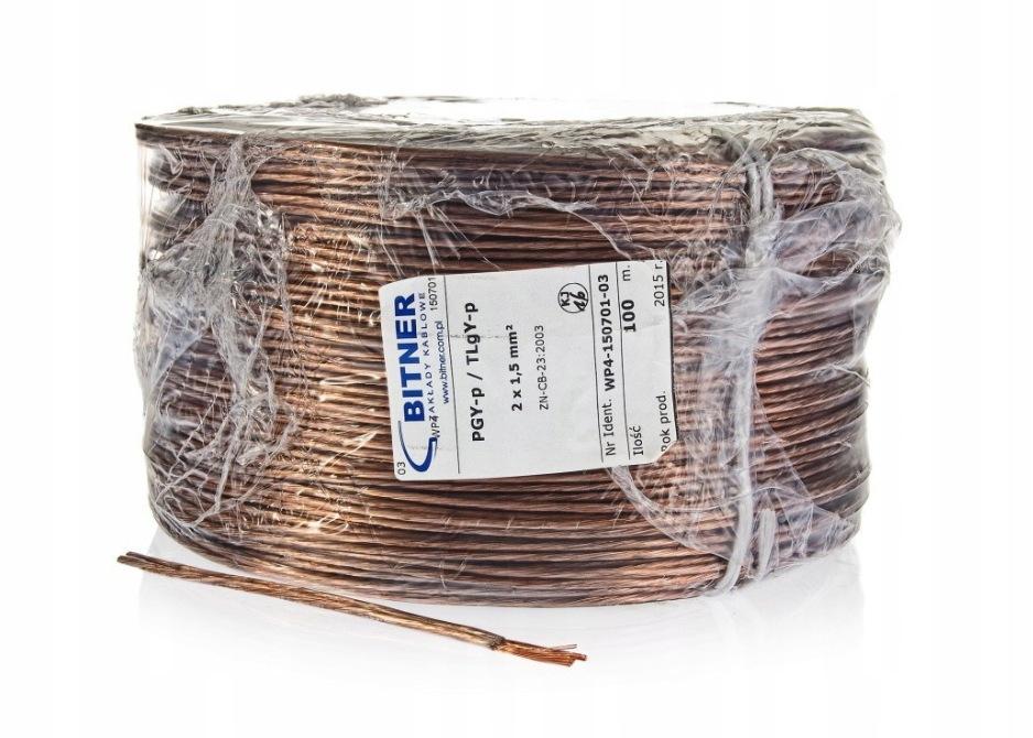 PRZEWÓD GŁOŚNIKOWY BITNER BiTsound PGY-p (TLgY) 2x1,5mm ROLKA 100m.