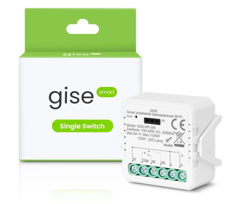 GISE Smart Pojedynczy moduł przekaźnikowy bezpotencjałowy WiFi | Tuya | GSS