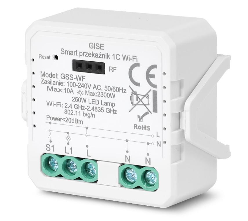 GISE Smart Pojedynczy moduł przekaźnikowy WiFi | Tuya | GSS-WF