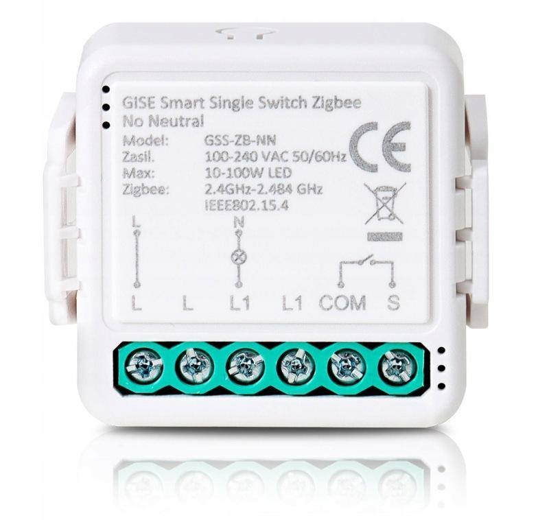 GISE Smart Pojedynczy moduł przekaźnikowy (bez N) Zigbee | Tuya | GSS-ZB-NN