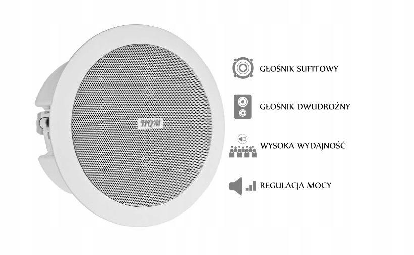 GŁOŚNIK SUFITOWY PA HQM-SOZ1024 10W 100V BIAŁY