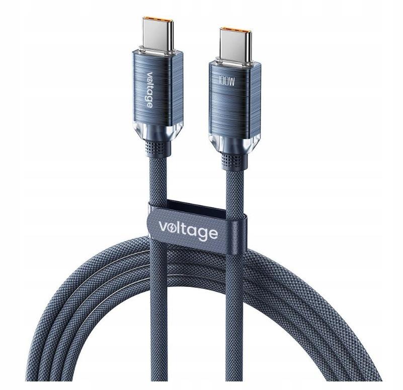 Kabel USB-C / USB-C Voltage PureCrystal 100W PD 100cm niebieski