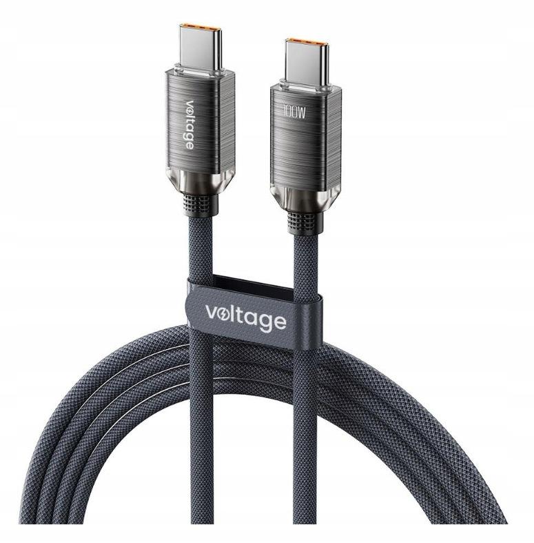 Kabel USB-C / USB-C Voltage PureCrystal 100W PD 100cm czarny