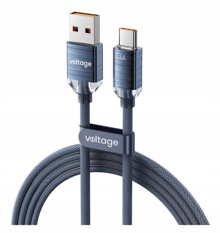 Kabel USB-A / USB-C Voltage PureCrystal 66W 200cm niebieski