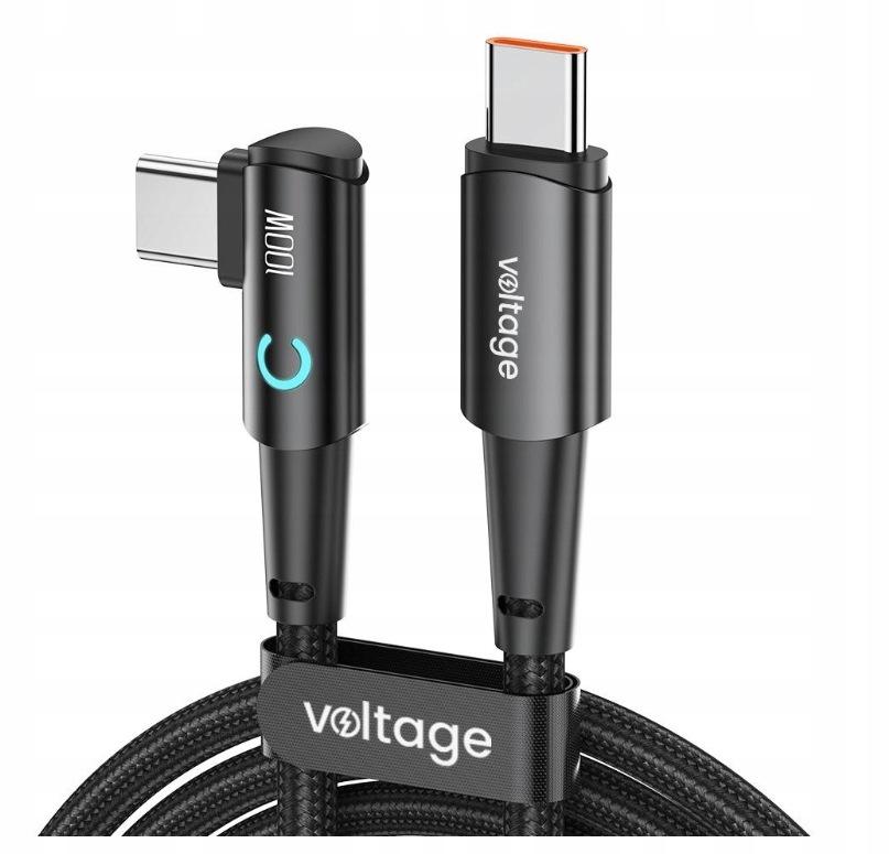 Kabel USB-C / USB-C kątowy Voltage PowerAngle 100W PD 200cm czarny
