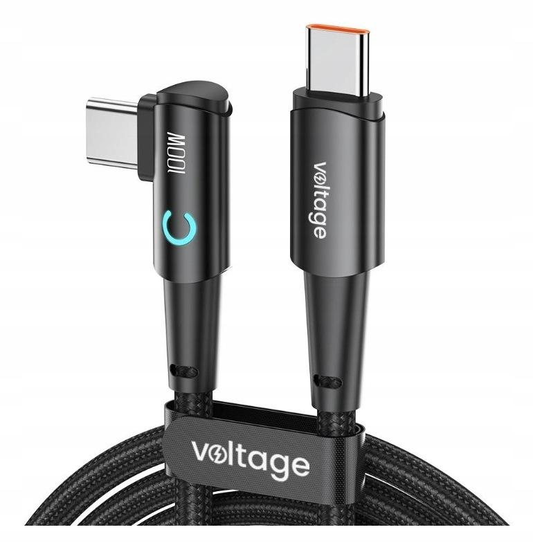 Kabel USB-C / USB-C kątowy Voltage PowerAngle 100W PD 100cm czarny
