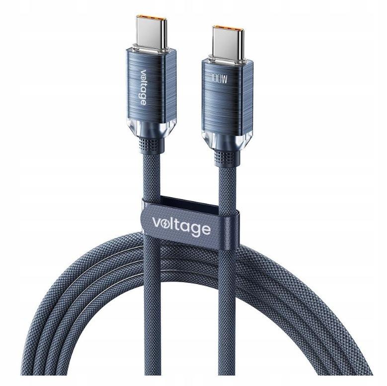 Kabel USB-C / USB-C Voltage PureCrystal 100W PD 200cm niebieski
