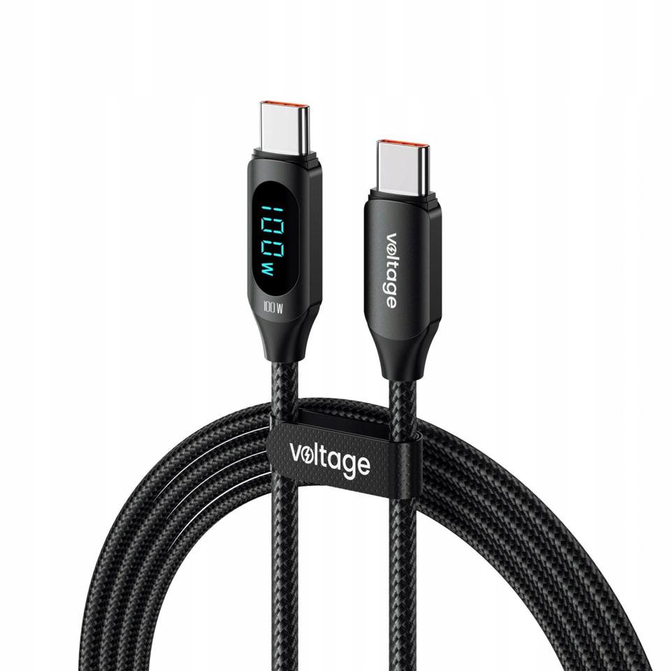Kabel USB-C / USB-C Voltage PowerDisplay 100W PD 100cm czarny
