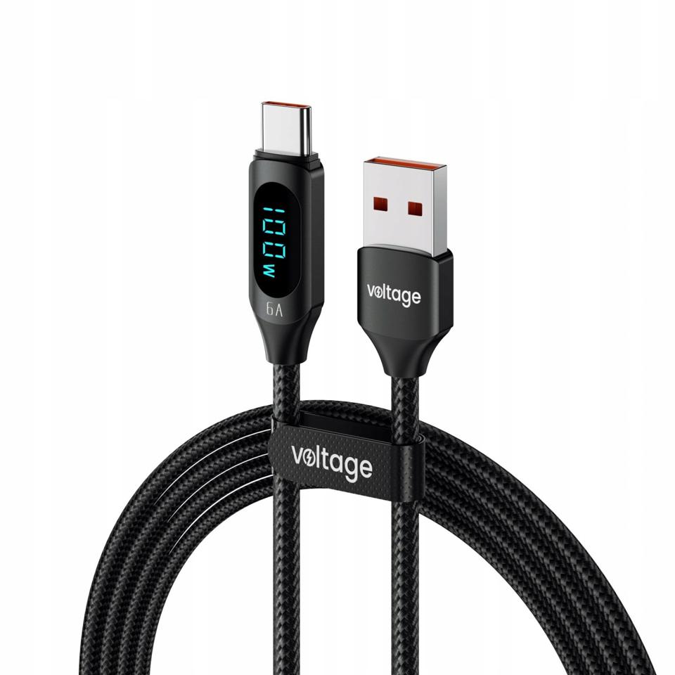 Kabel USB-A / USB-C Voltage PowerDisplay 66W 100cm czarny
