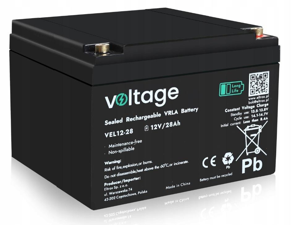 Akumulator AGM Voltage Long Life 12V 28Ah VEL12-28 (Żywotność 15 lat)
