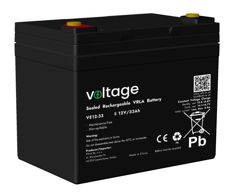 Akumulator AGM Voltage 12V 33Ah VE12-33 (Żywotność 6-9 lat)