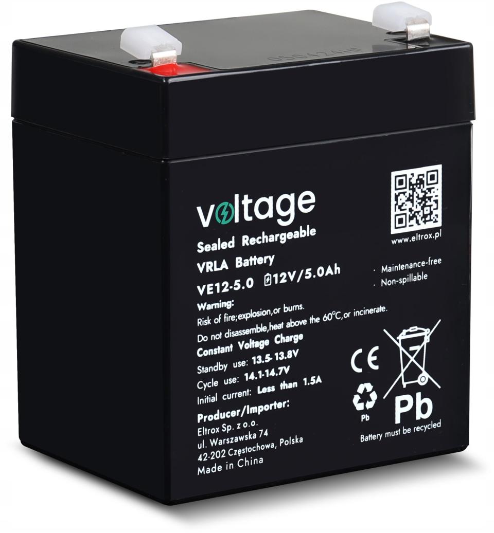 Akumulator AGM Voltage 12V 5Ah VE12-5.0 (Żywotność 6-9 lat)