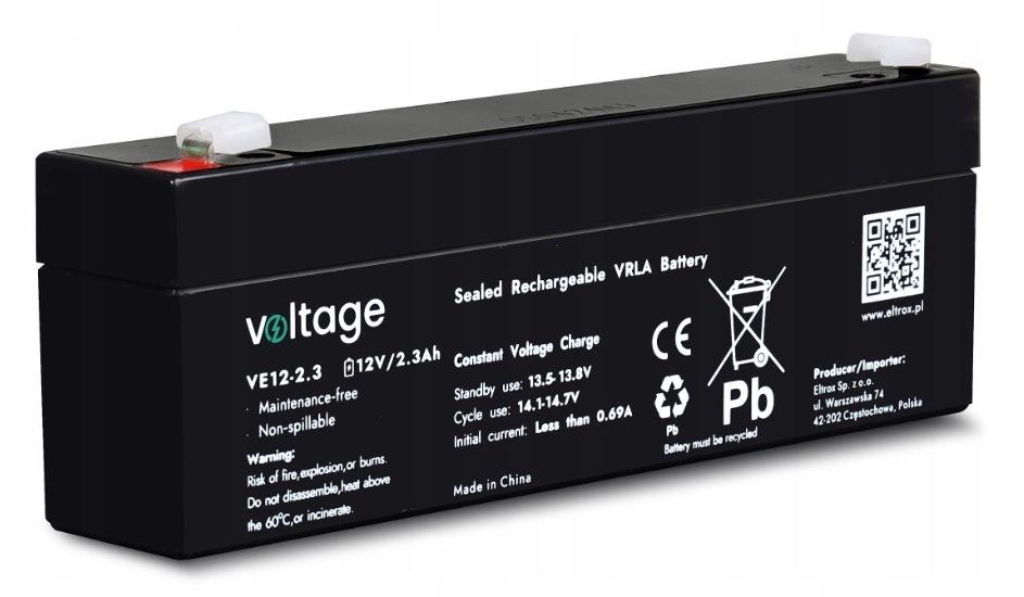 Akumulator AGM Voltage 12V 2,3Ah VE12-2.3 (Żywotność 6-9 lat)