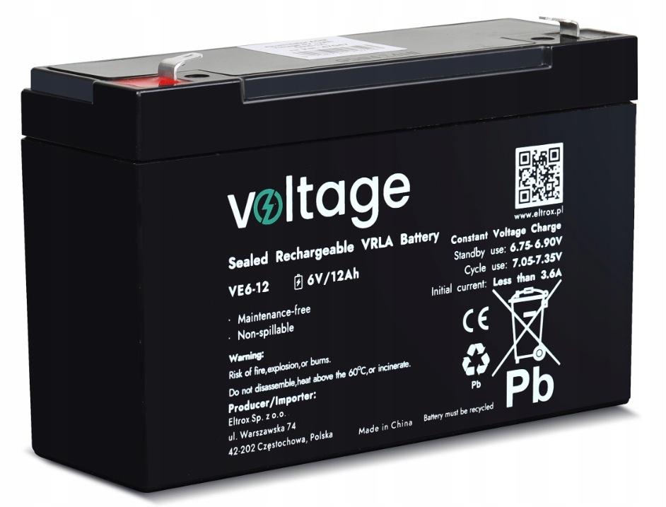 Akumulator AGM Voltage 6V 12Ah VE6-12 (Żywotność 6-9 lat)