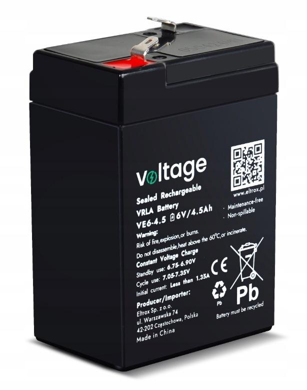 Akumulator AGM Voltage 6V 4,5Ah VE6-4.5 (Żywotność 6-9 lat)