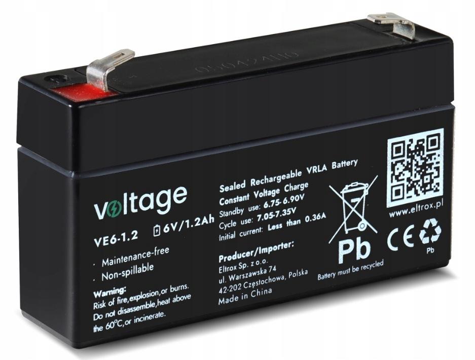 Akumulator AGM Voltage 6V 1,2Ah VE6-1.2 (Żywotność 6-9 lat)