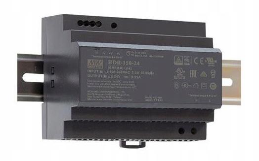 ZASILACZ IMPULSOWY NA SZYNĘ DIN MEAN WELL HDR-150-12 12V/150W/11.3A