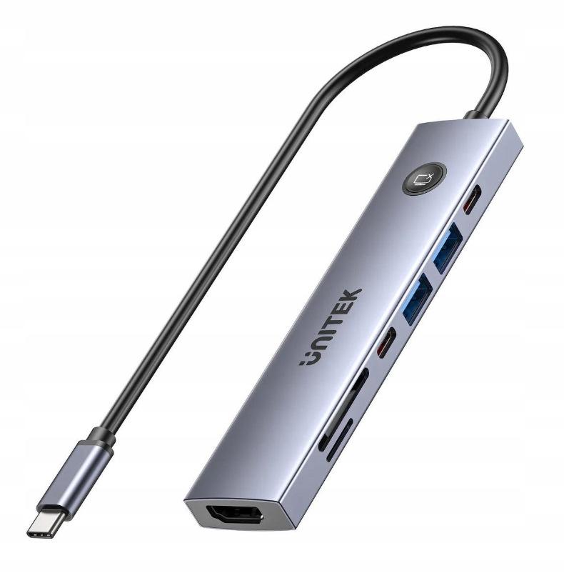 Unitek Hub USB-C 7w1 4K@60Hz, PD 100W