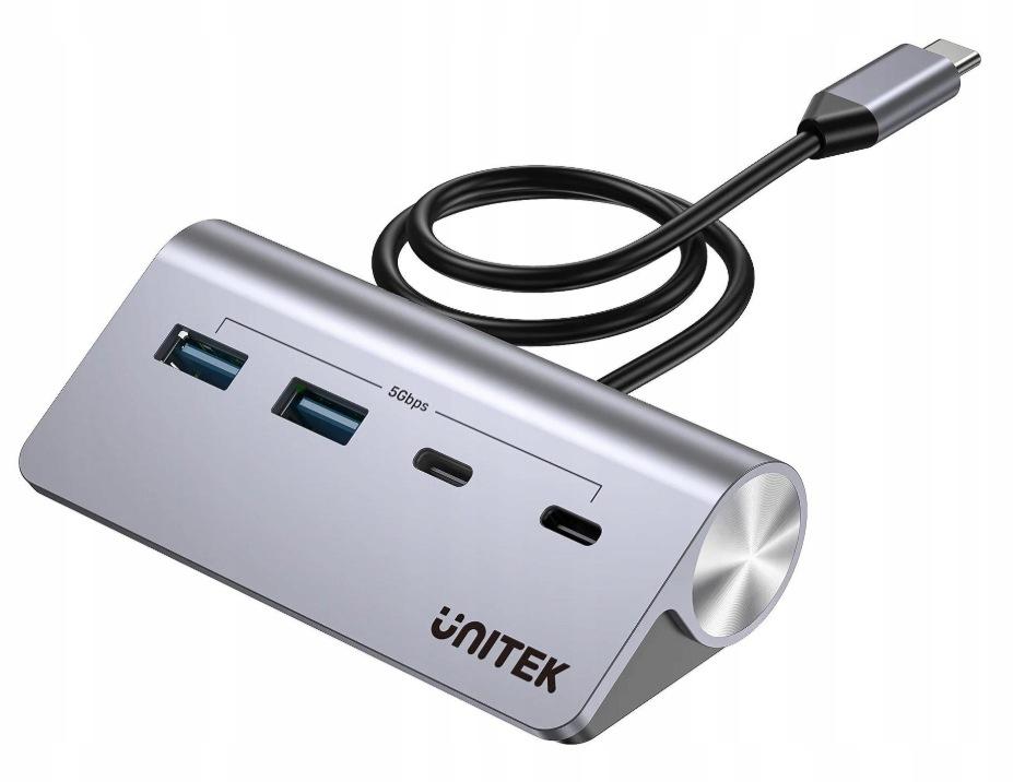 Unitek Hub alumininiowy USB-A/USB-C z 4 portami 5Gbps