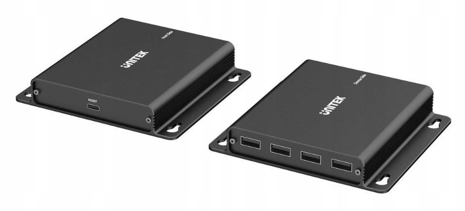 Unitek Przedłużacz USB-C na 4× USB-A przez Ethernet,zasięg do 150 m 480Mbps
