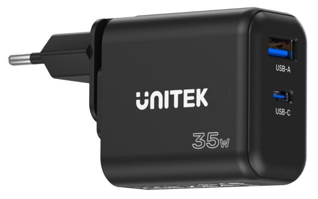 Ładowarka sieciowa Unitek GaN PD 35W USB-C + USB-A czarna
