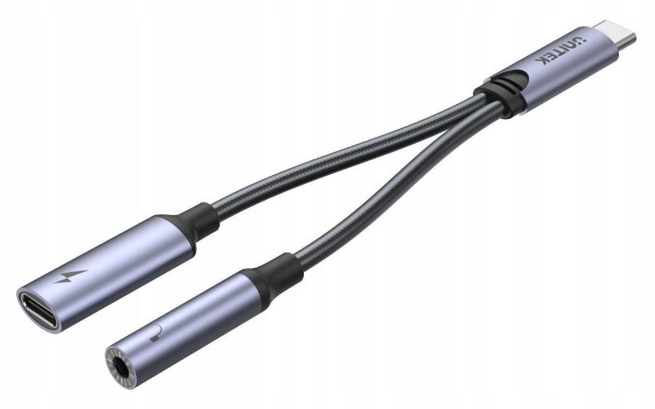 Unitek Adapter USB-C na minijack 3,5mm i USB-C 60W