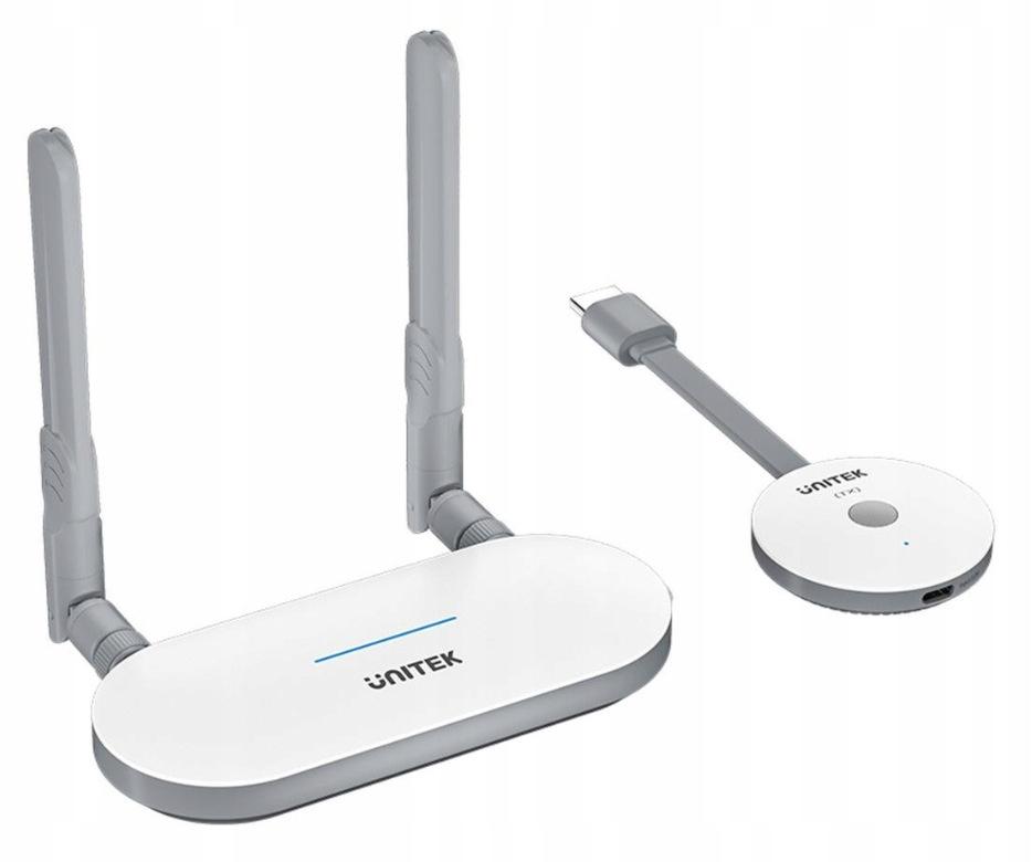 Unitek Bezprzewodowy nadajnik i odbiornik HDMI zasięg do 50m, biały