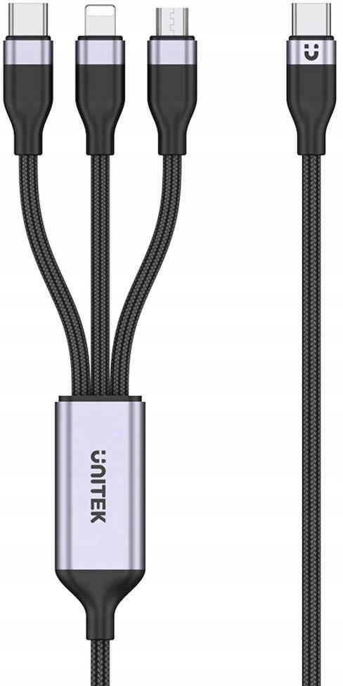 Unitek przewód ładujący USB 3 w 1 czarny