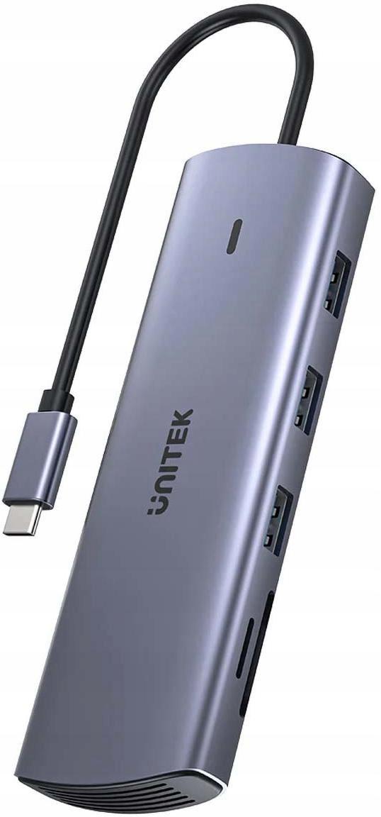 Unitek Hub 9w1 USB C Gigabit Ethernet HDMI VGA 3xUSB A czytnik kart PD 100