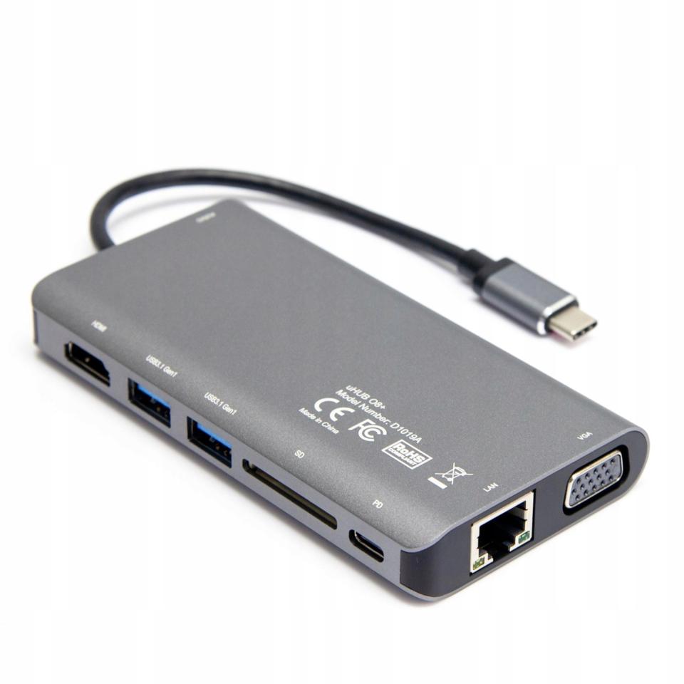 Hub USB-C Unitek D1019B 3.1 8w1 z Power Delivery 100W
