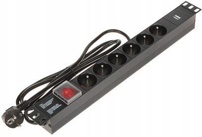 Listwa zasilająca 6 gniazd Schuko PD-6/R-USB