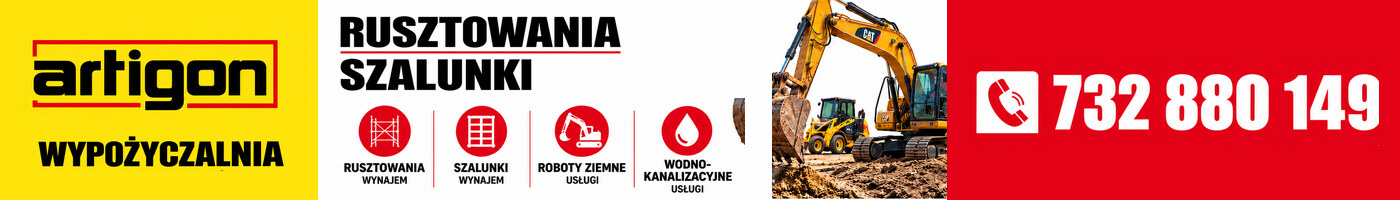 ARTIGON — wypożyczalnia. Rusztowania i szalunki: wynajem. Roboty ziemne i usługi wodno-kanalizacyjne. Telefon 732 880 149.